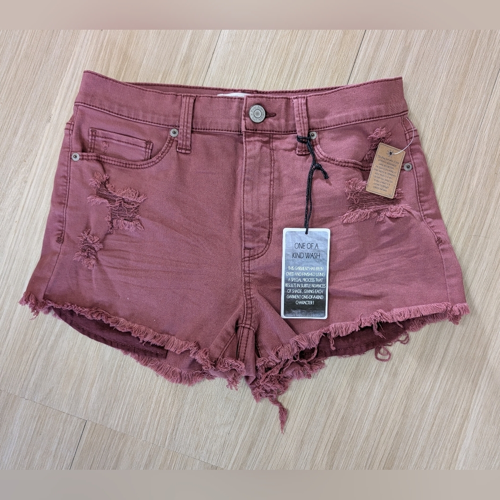 Mudd Junior Womens Distressed Mauve Jean Short Shorts